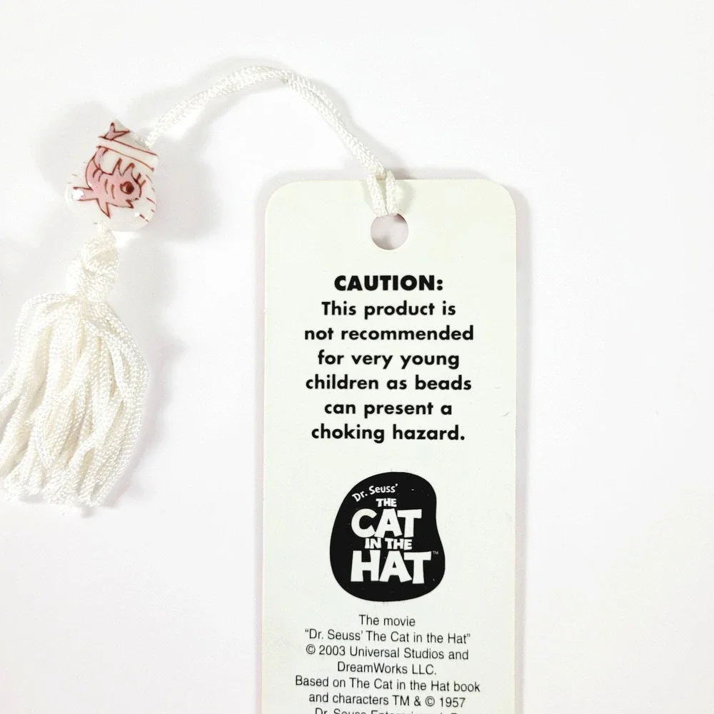 Vintage Y2K Dr. Seuss Movie Bookmark Fish Beaded Cat Hat 2003 Antioch CEBM-24368